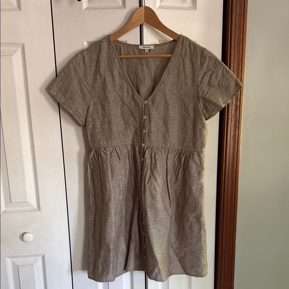 Madewell Brown Short Sleeve Button-Down Dress